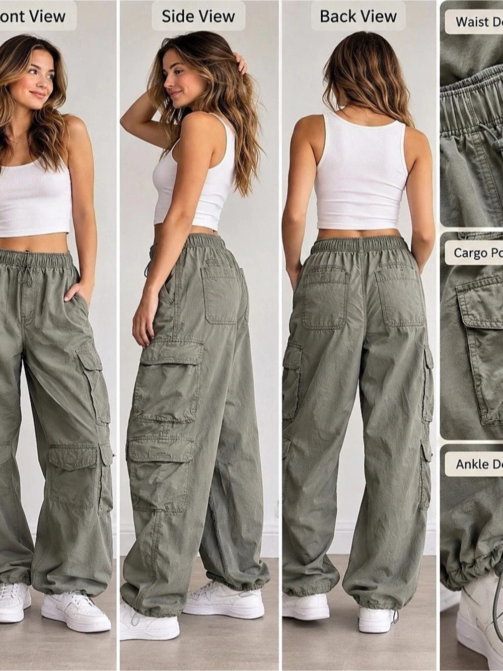 Aeropostale Parachute Cargo Pant Cargo Jogger Pants in Green Size Large